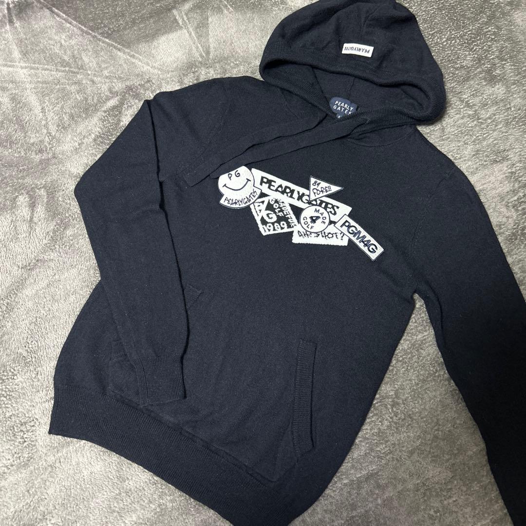 パーリーゲイツ　可愛いウールパーカー　ネイビー0