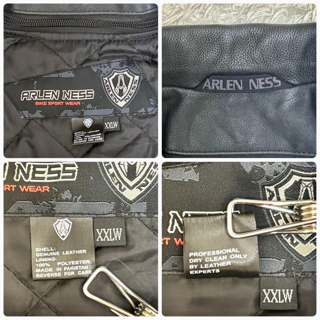 402希少XXL◎アレンネス レザーライダース 本革 ライティングジャケット