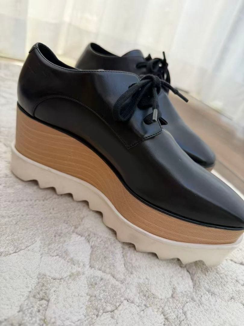 ステラマッカートニー　ブラックレザー 厚底スニーカー　35