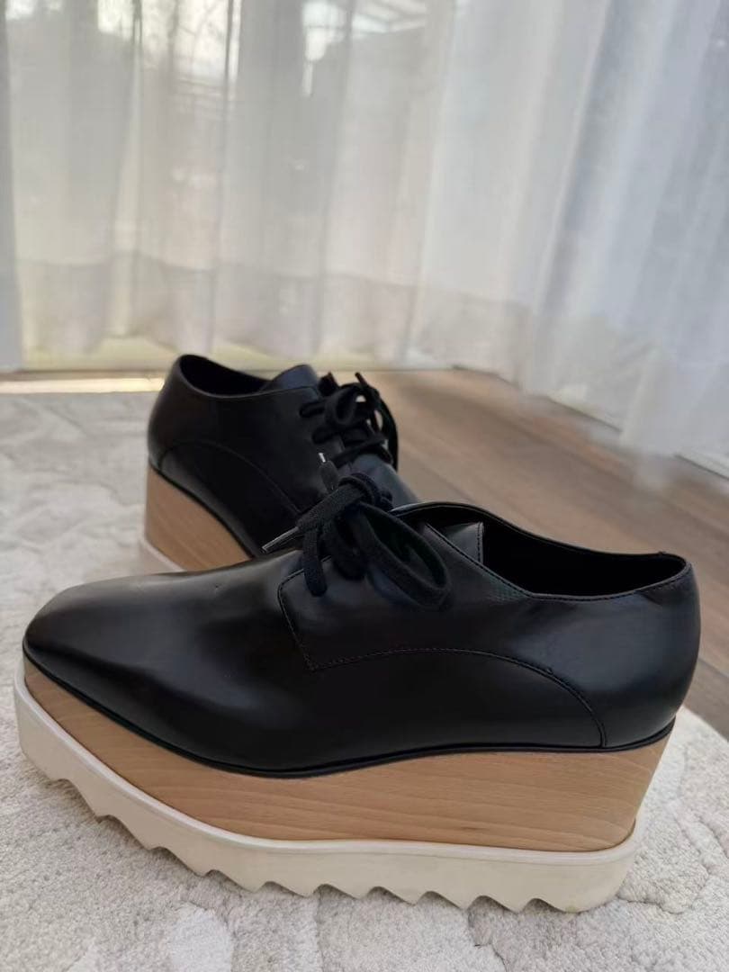 ステラマッカートニー　ブラックレザー 厚底スニーカー　35