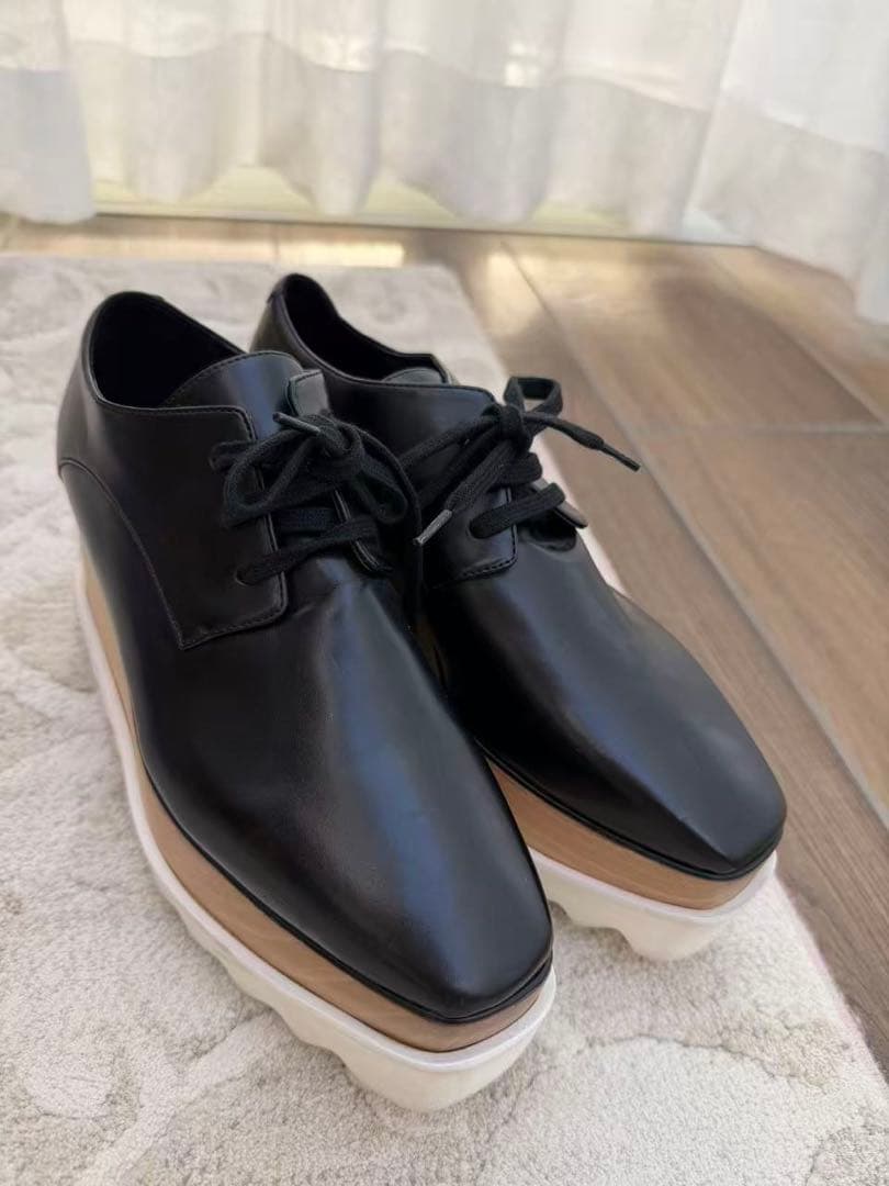 ステラマッカートニー　ブラックレザー 厚底スニーカー　35