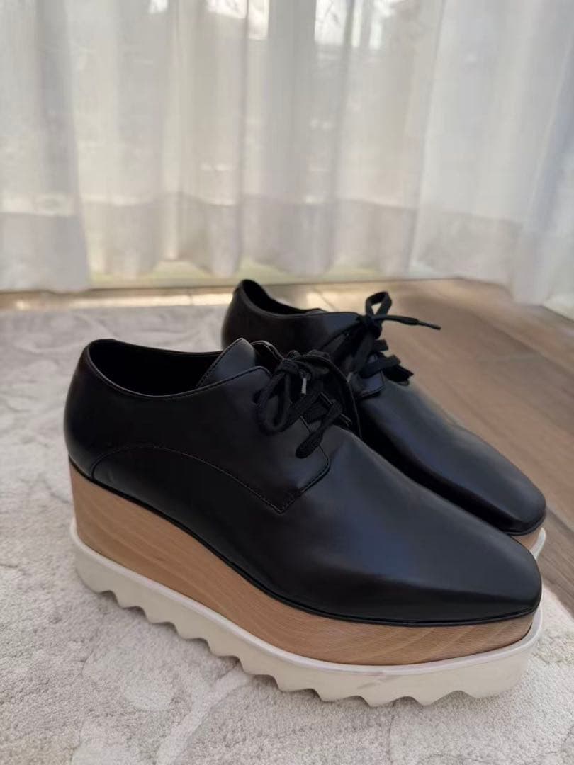 ステラマッカートニー　ブラックレザー 厚底スニーカー　35