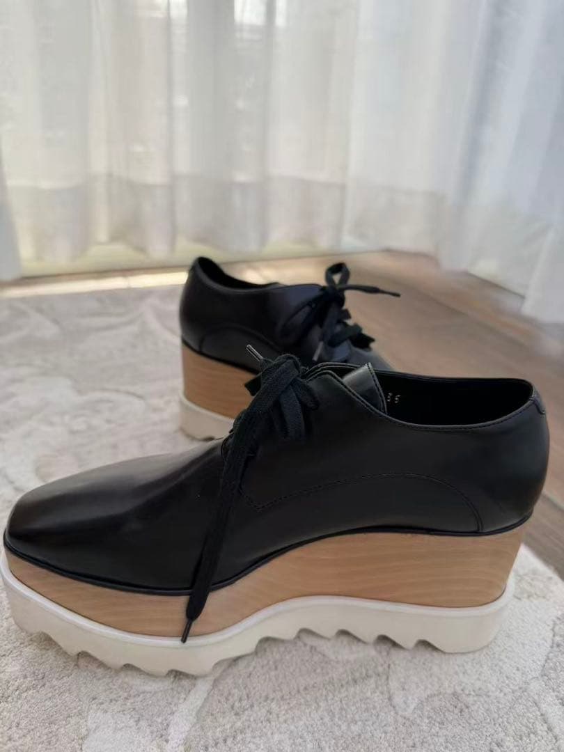 ステラマッカートニー　ブラックレザー 厚底スニーカー　35