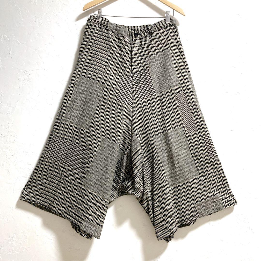 Y's　ワイズ　ヨウジヤマモト　サルエルパンツ　千鳥柄　ボタン　ワイド　M