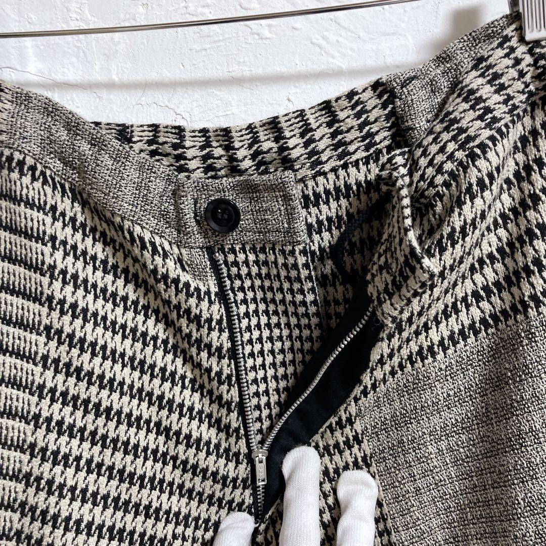 Y's　ワイズ　ヨウジヤマモト　サルエルパンツ　千鳥柄　ボタン　ワイド　M