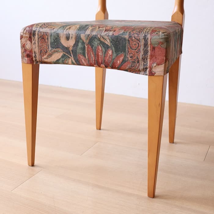 ヴィンテージ 飛騨産業 肘付イス 古家具 無垢材 ブナ材 カバーリング①