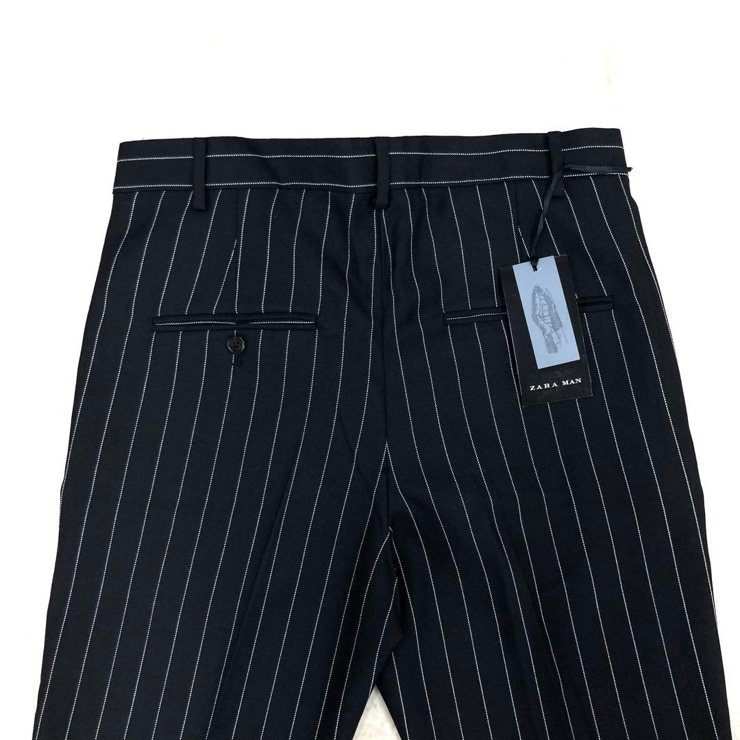 ZARA ストライプスーツ メンズ　ブラック　セット　テーラードジャケット