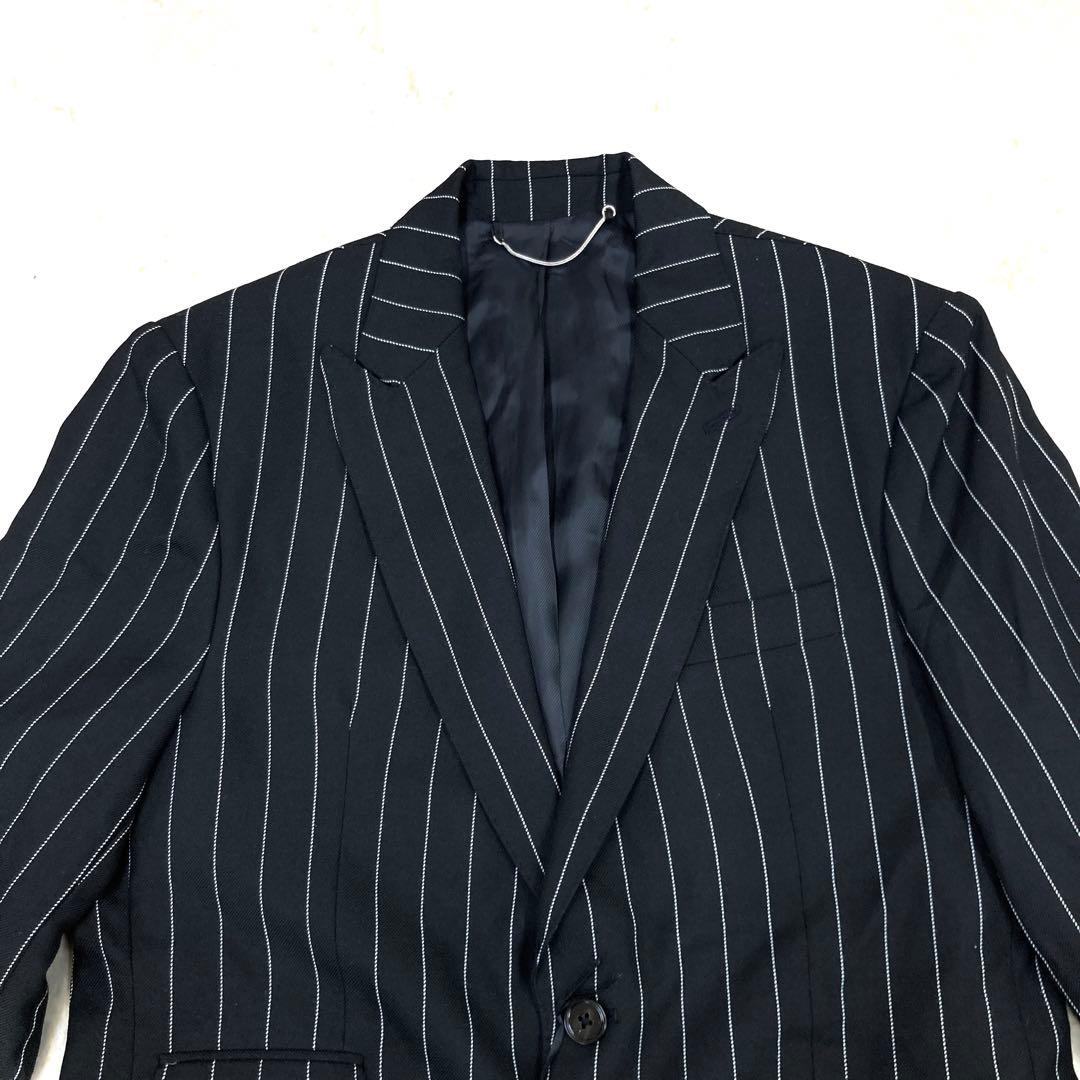 ZARA ストライプスーツ メンズ　ブラック　セット　テーラードジャケット