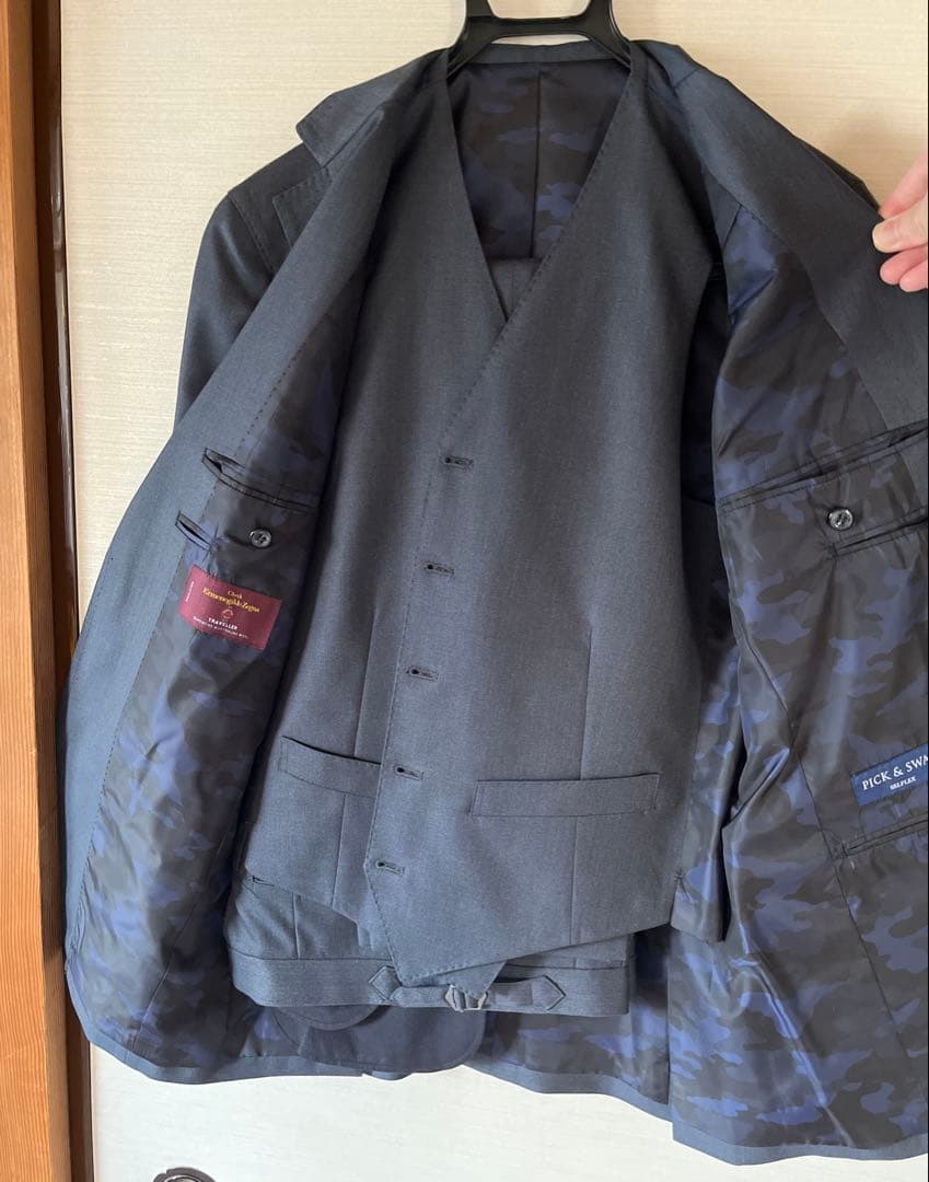 イタリア製エルメネジルドゼニアトラベラー英国製ドーメル 三揃スーツオールシーズン