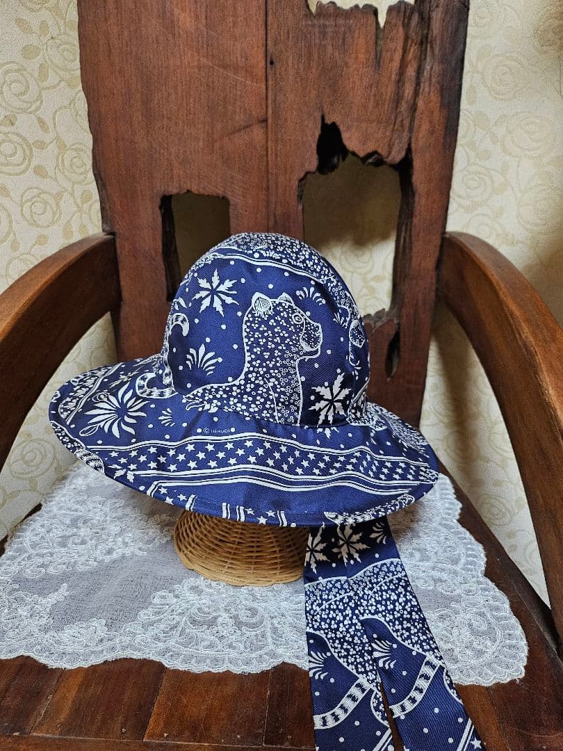 ネイビー 花柄 アウトドアハット