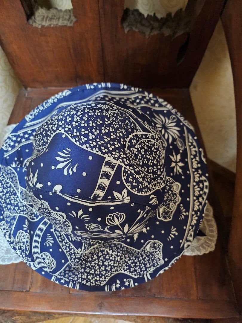 ネイビー 花柄 アウトドアハット