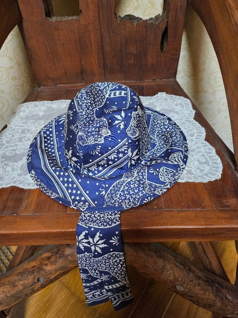 ネイビー 花柄 アウトドアハット