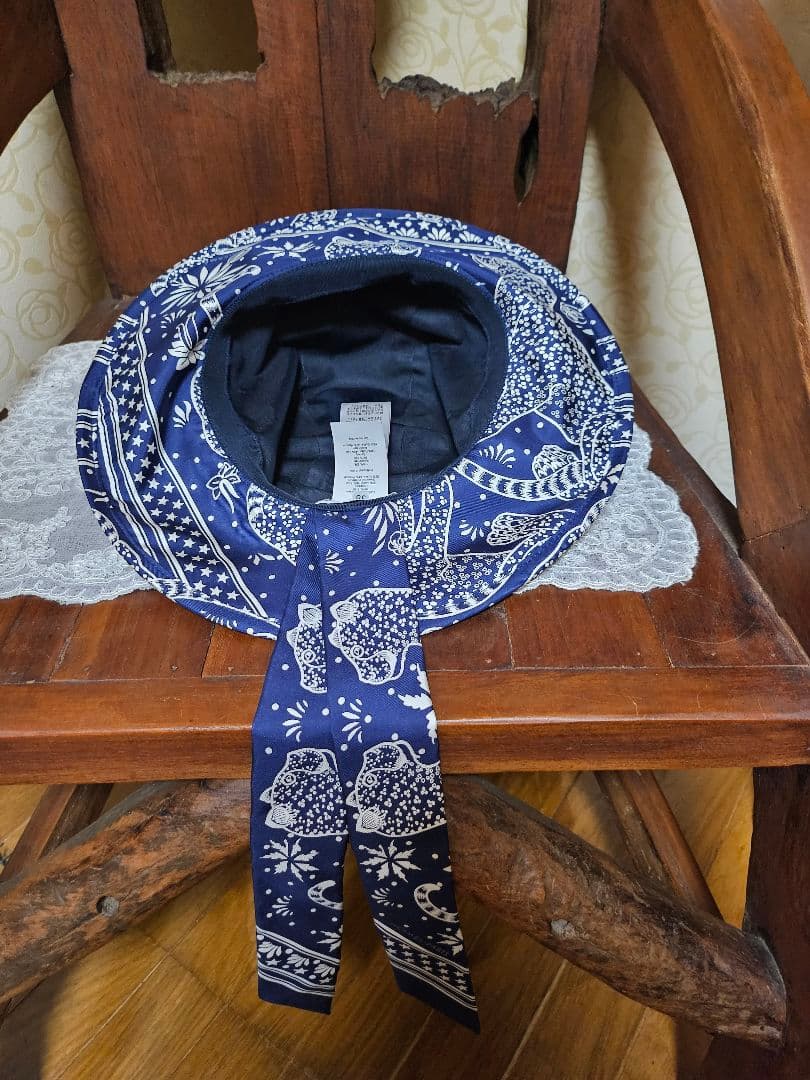 ネイビー 花柄 アウトドアハット