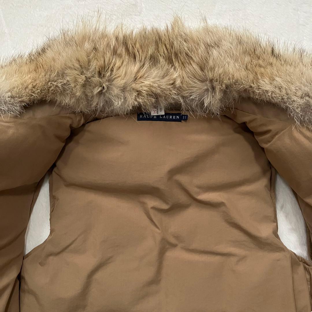 Ralph Lauren リアルファー付 ダウンベスト ベージュ M〜 L相当