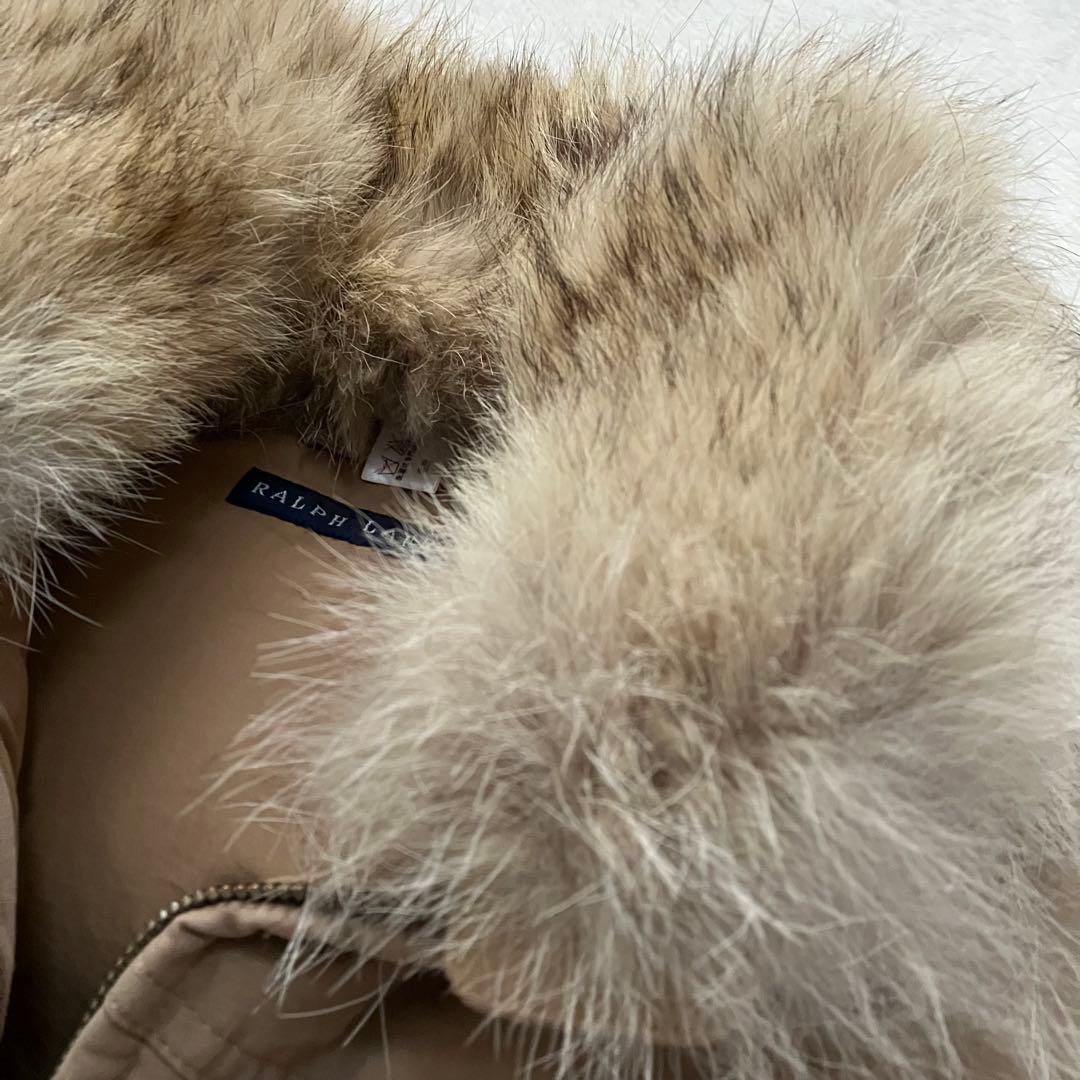 Ralph Lauren リアルファー付 ダウンベスト ベージュ M〜 L相当