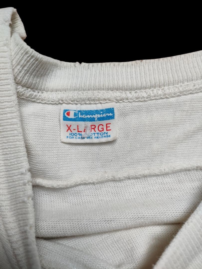 70s Champion フットボールT XL ビンテージ 綿100 ホワイト
