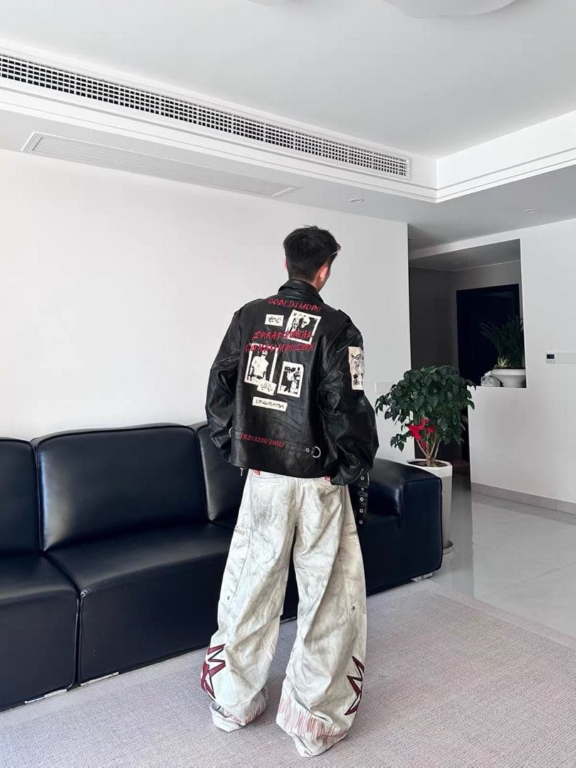 EMOBROTHER オーバーオール 取り外し可能　ホワイトカーゴパンツ