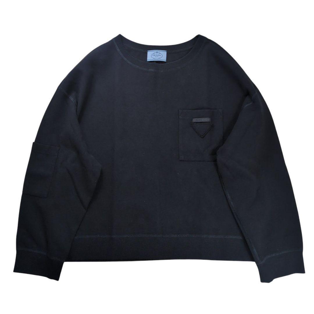 【極美品】PRADA プラダ トライアングルロゴ スウェット トレーナー 黒 M
