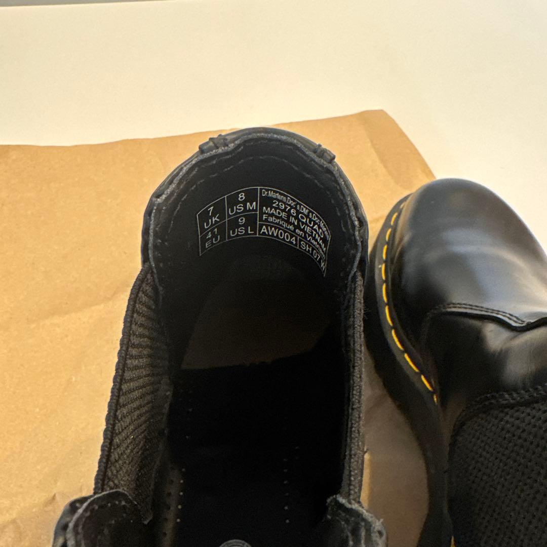 ドクターマーチン　サイドゴアブーツ 黒 レザー イエローステッチ