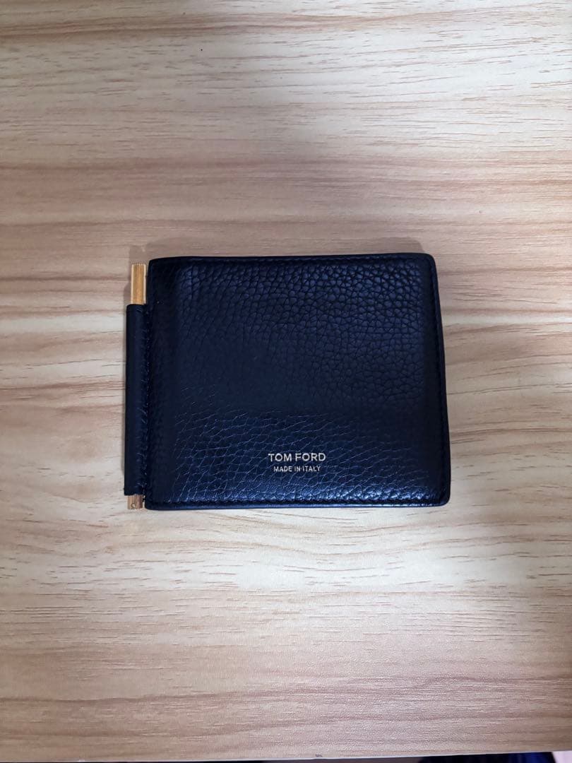 TOM FORD ブラックレザー マネークリップ
