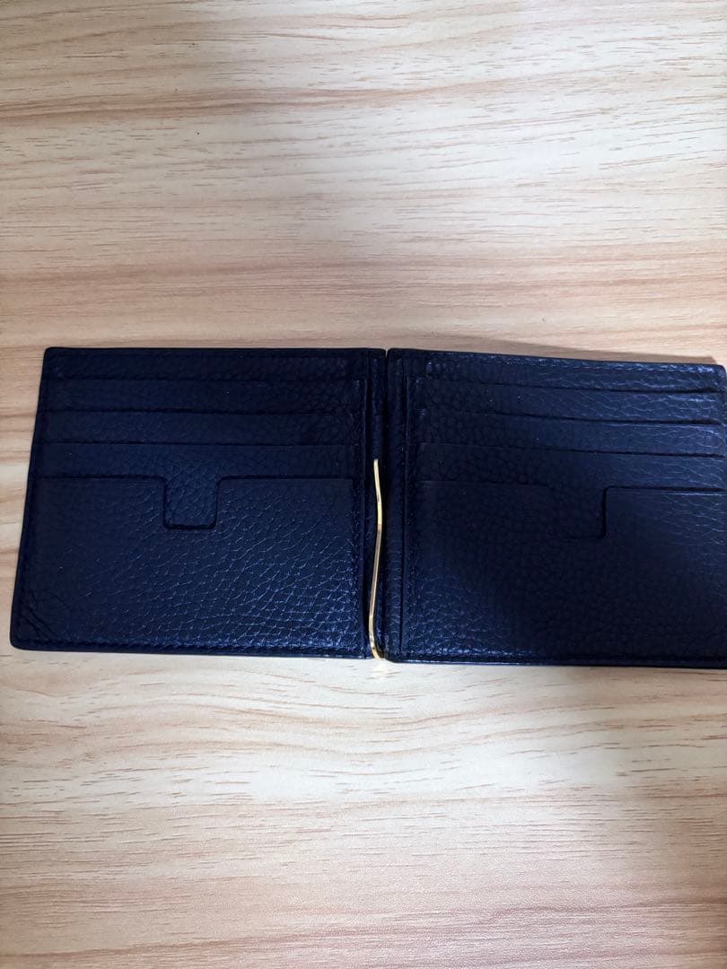 TOM FORD ブラックレザー マネークリップ