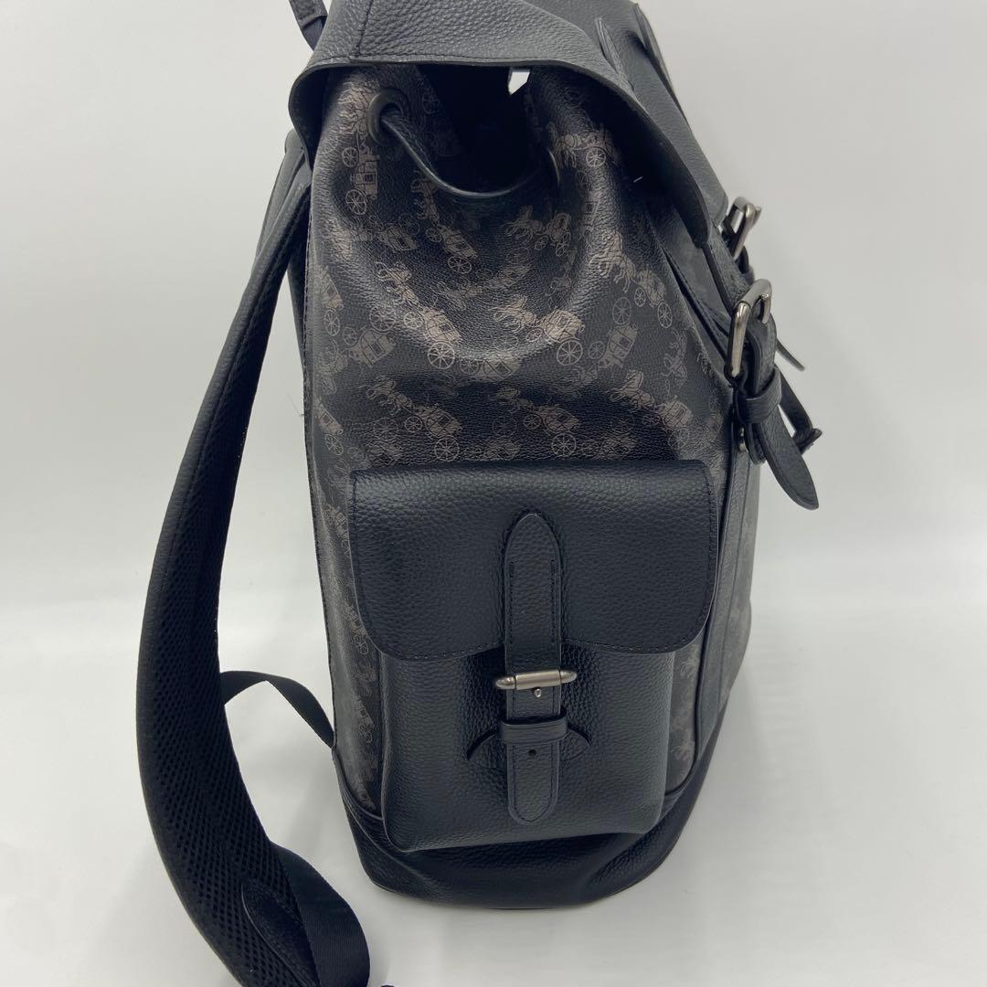 美品✨ コーチ ハドソン 馬車柄 バックパック レザー PVC 黒 89897