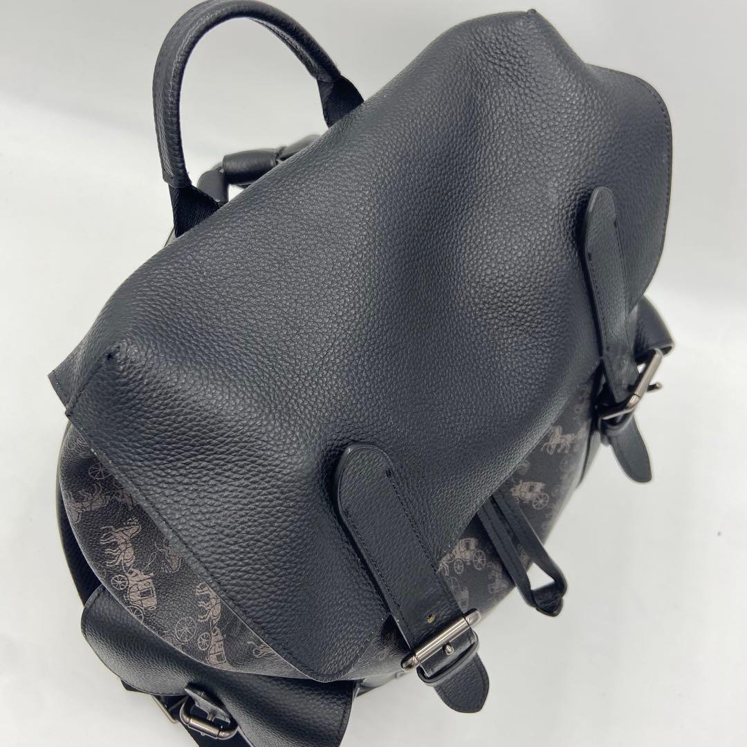 美品✨ コーチ ハドソン 馬車柄 バックパック レザー PVC 黒 89897