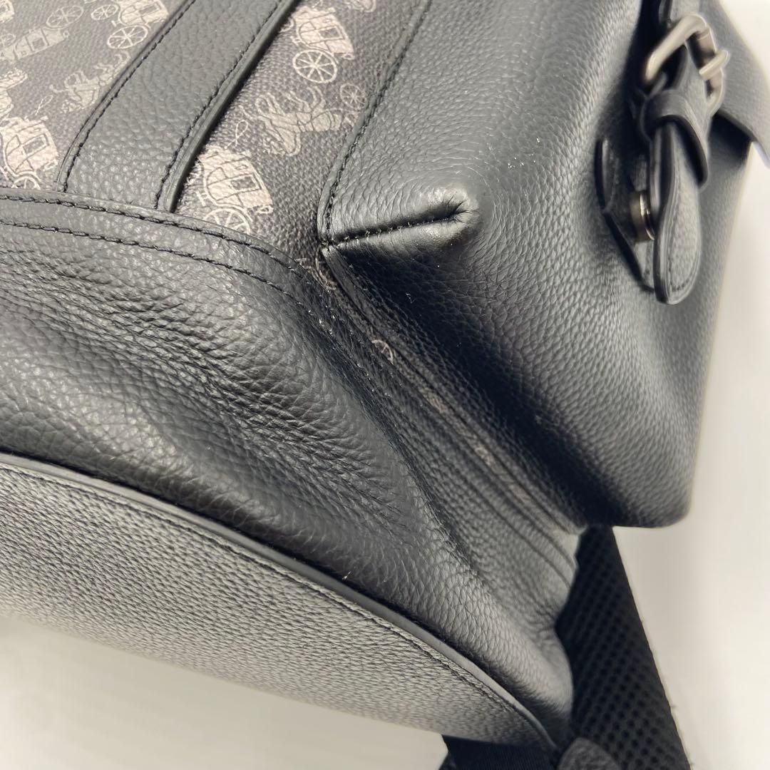 美品✨ コーチ ハドソン 馬車柄 バックパック レザー PVC 黒 89897