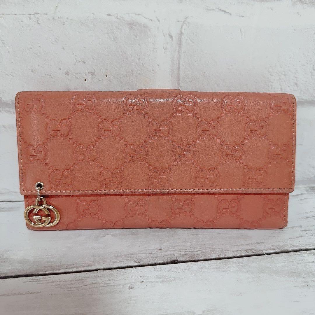 グッチシマ GUCCI 長財布 レザー GG柄　Gチャーム　ゴールド　正規品