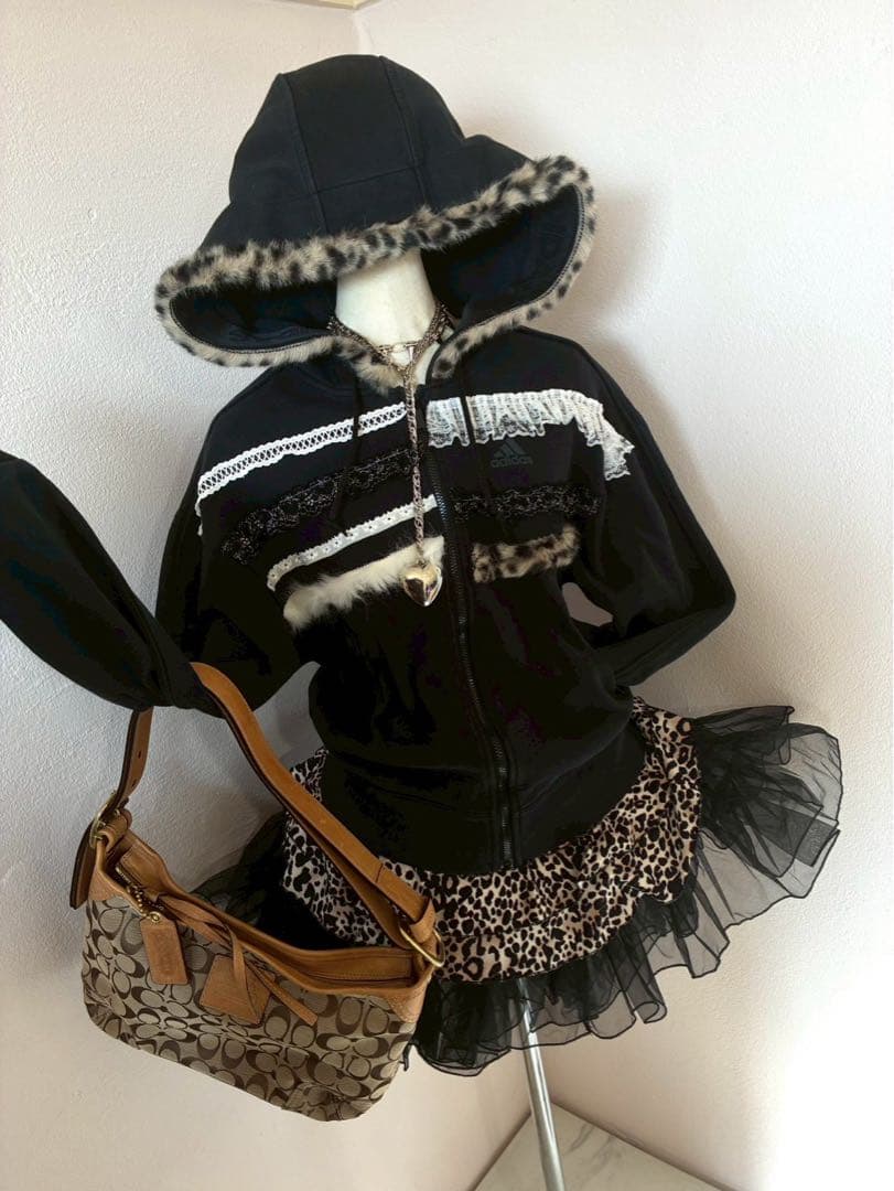 レア✴︎adidasファーリメイク00sy2k 平成ギャル　ゴシックレースNANA