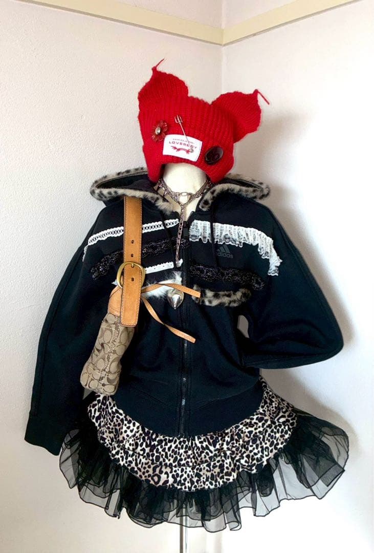 レア✴︎adidasファーリメイク00sy2k 平成ギャル　ゴシックレースNANA