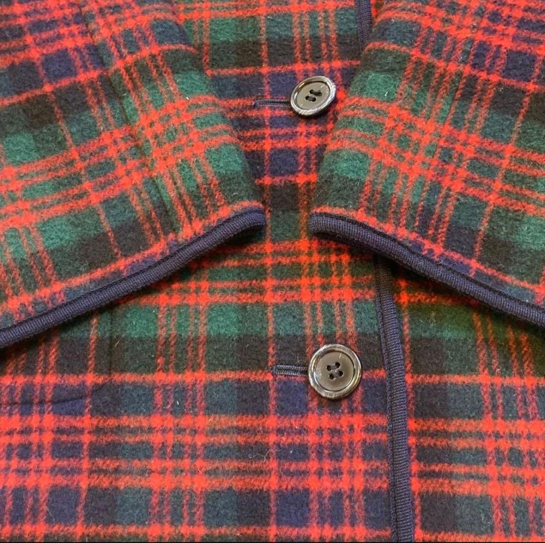 チェック柄ロングコート（ネイビー）