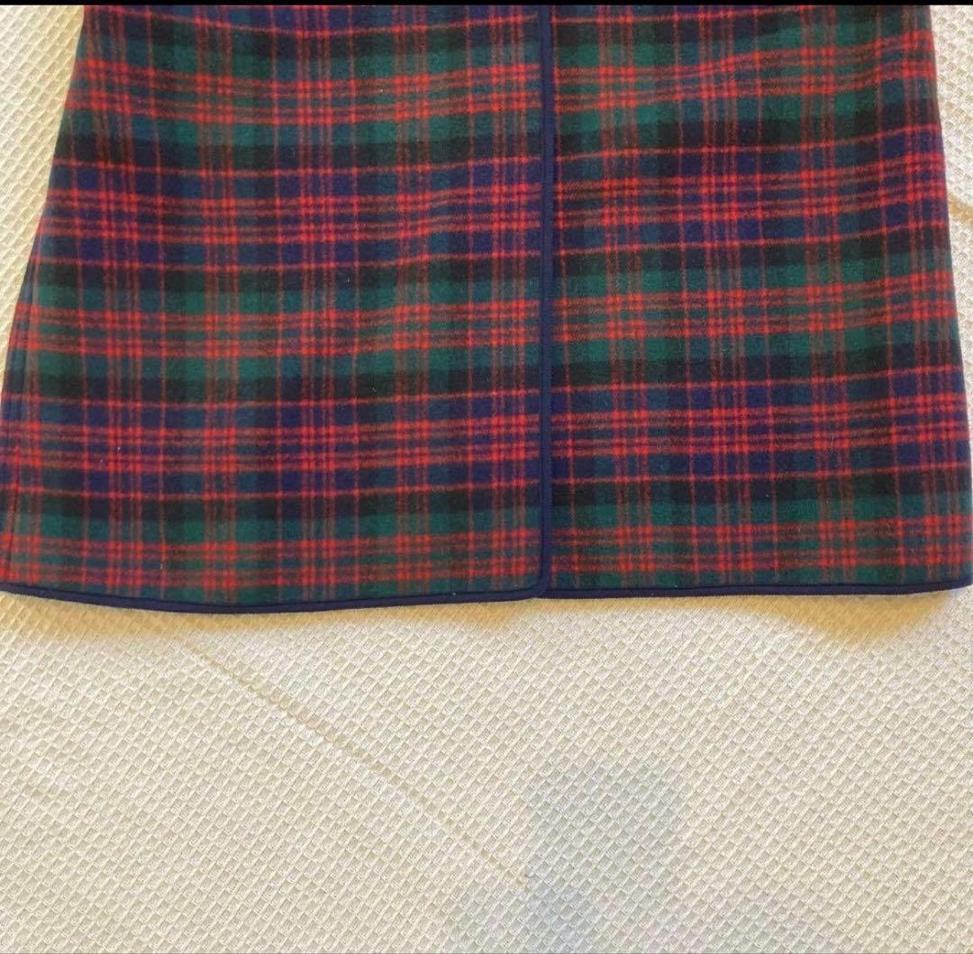 チェック柄ロングコート（ネイビー）