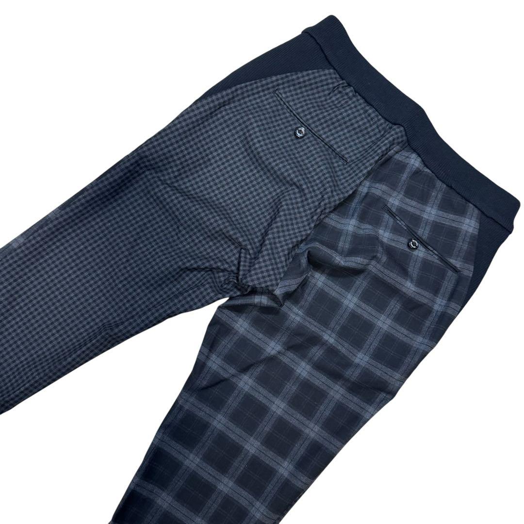 【美品】1piu1uguale3/クレイジーチェックリブパンツ/グレー系3