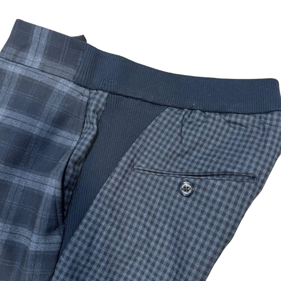 【美品】1piu1uguale3/クレイジーチェックリブパンツ/グレー系3