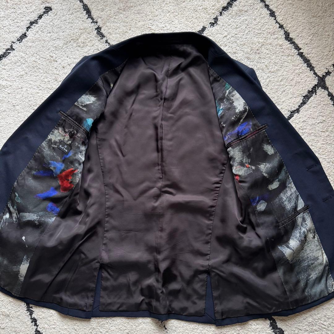PS Paul Smith スーツ　セットアップ　裏地総柄　ネイビー　Mサイズ