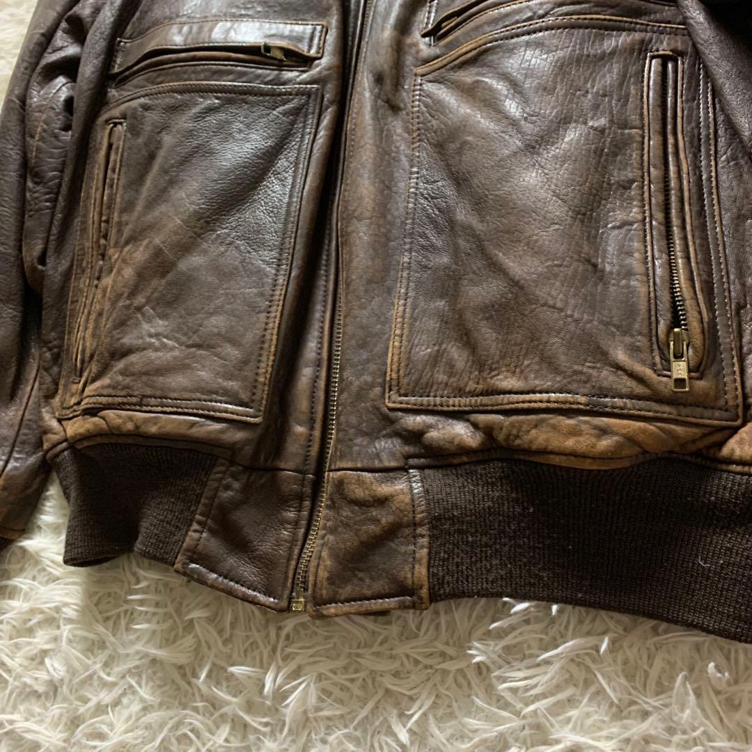【雰囲気抜群】vintage フライトジャケット G-1 羊革　襟ボア ブラウン