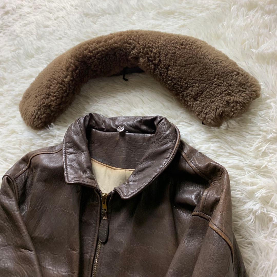 【雰囲気抜群】vintage フライトジャケット G-1 羊革　襟ボア ブラウン