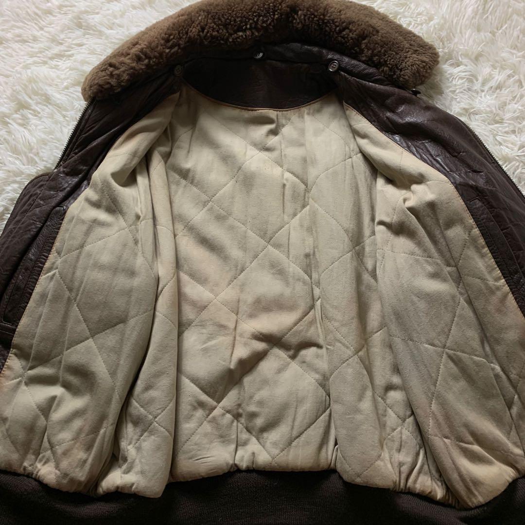 【雰囲気抜群】vintage フライトジャケット G-1 羊革　襟ボア ブラウン