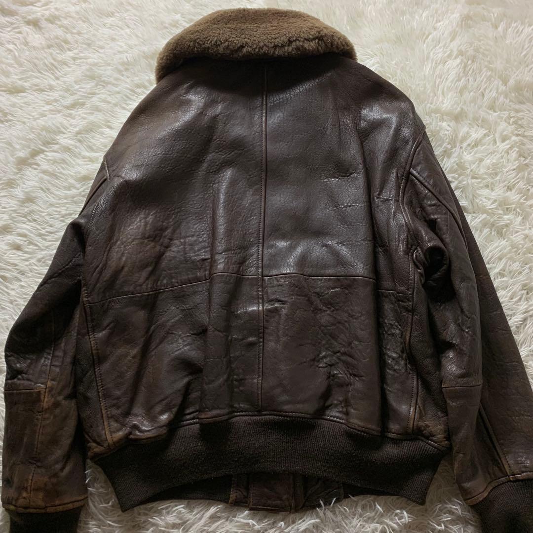 【雰囲気抜群】vintage フライトジャケット G-1 羊革　襟ボア ブラウン