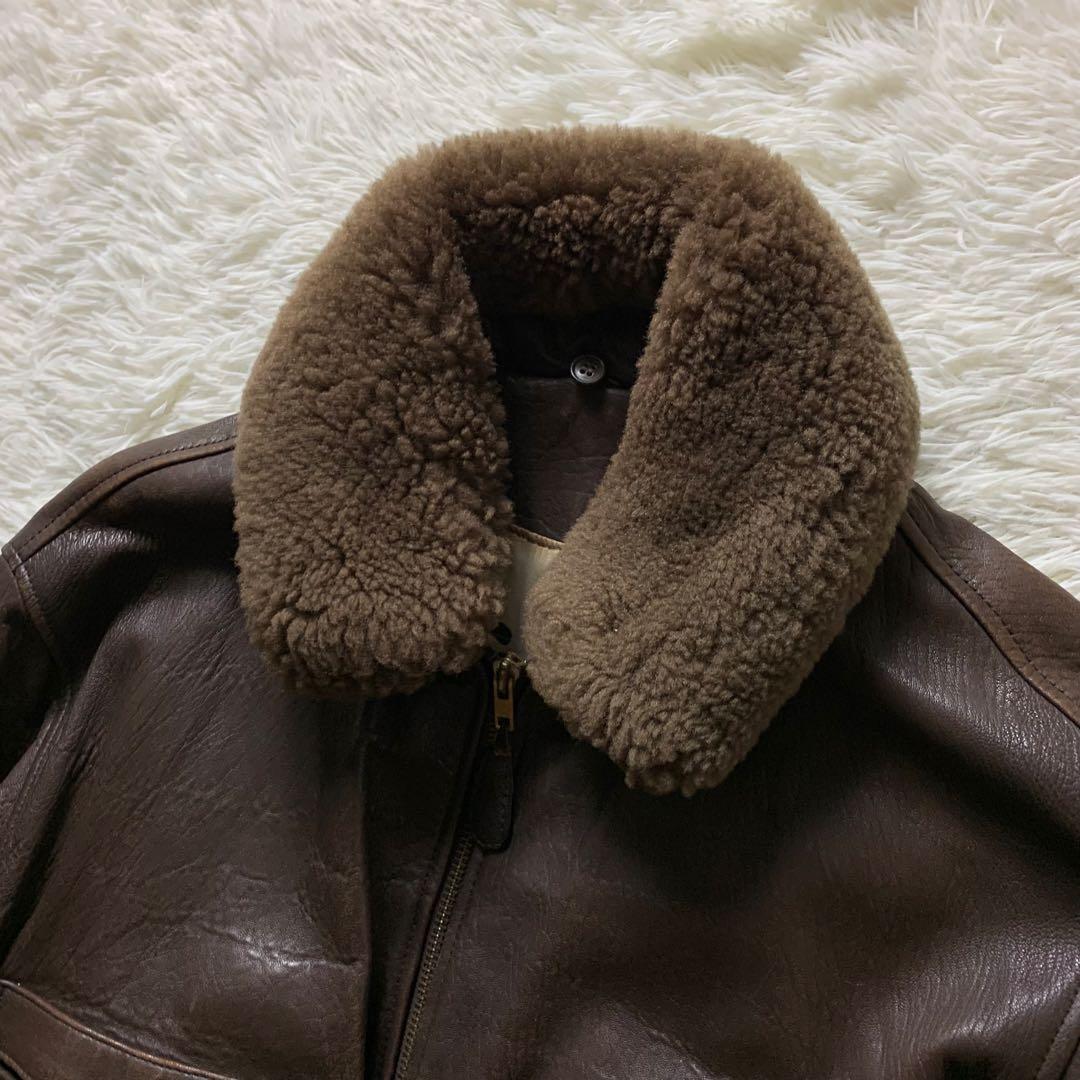 【雰囲気抜群】vintage フライトジャケット G-1 羊革　襟ボア ブラウン