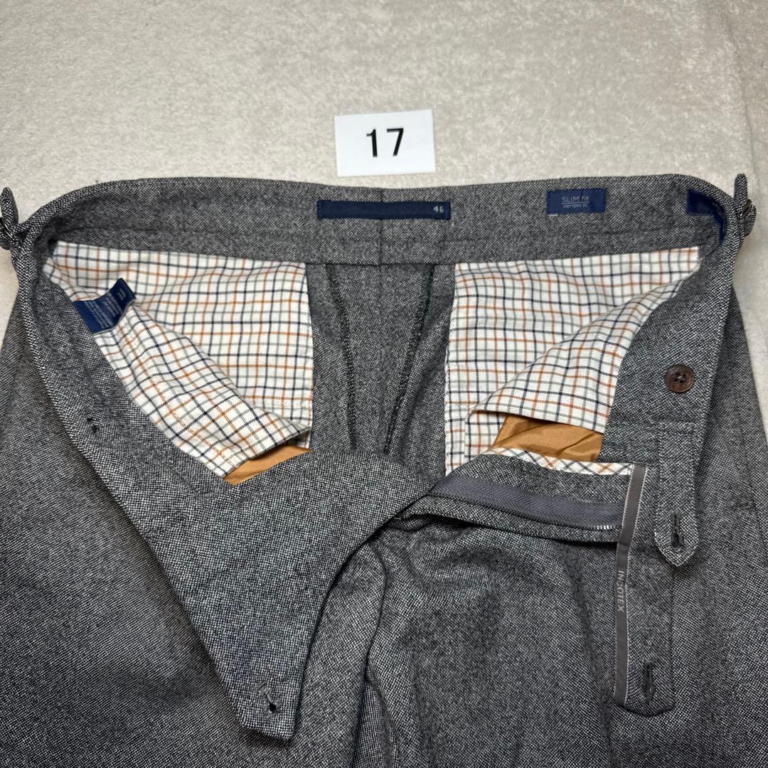 17 美品　インコテックス　スラックス　グレー　サイドアジャスター　46 M