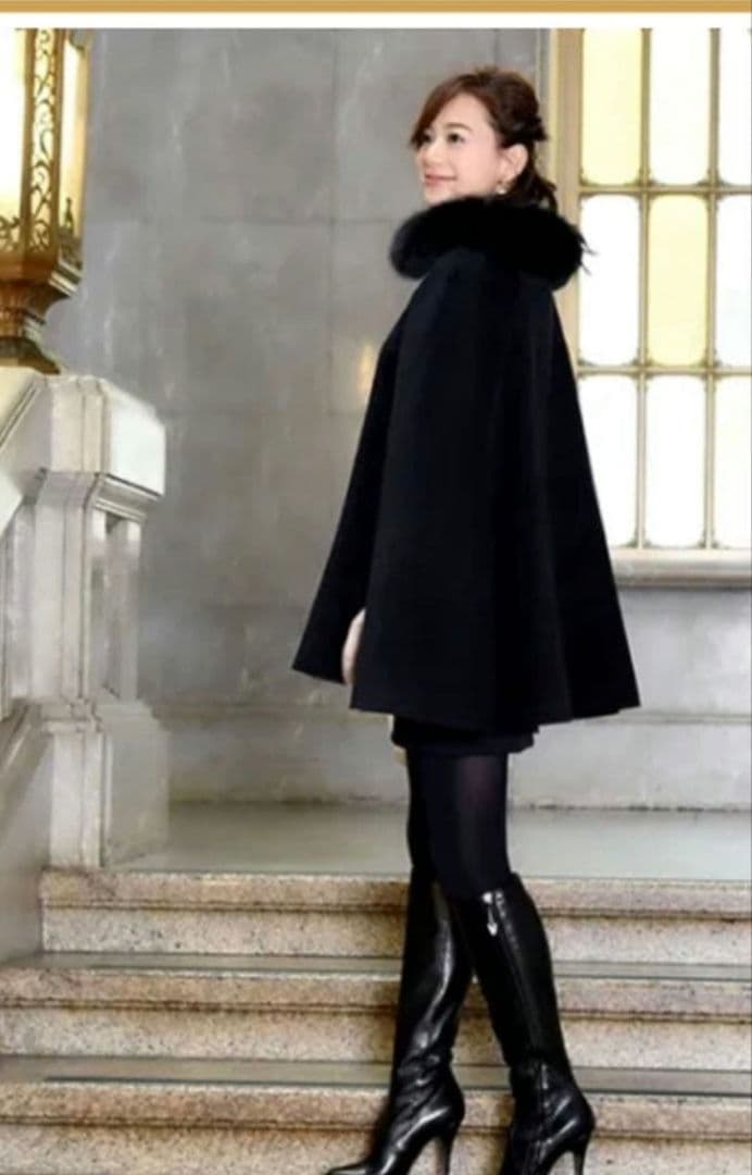 RUIRUE BOUTIQUE　ポンチョコート　フォックスファー　2L