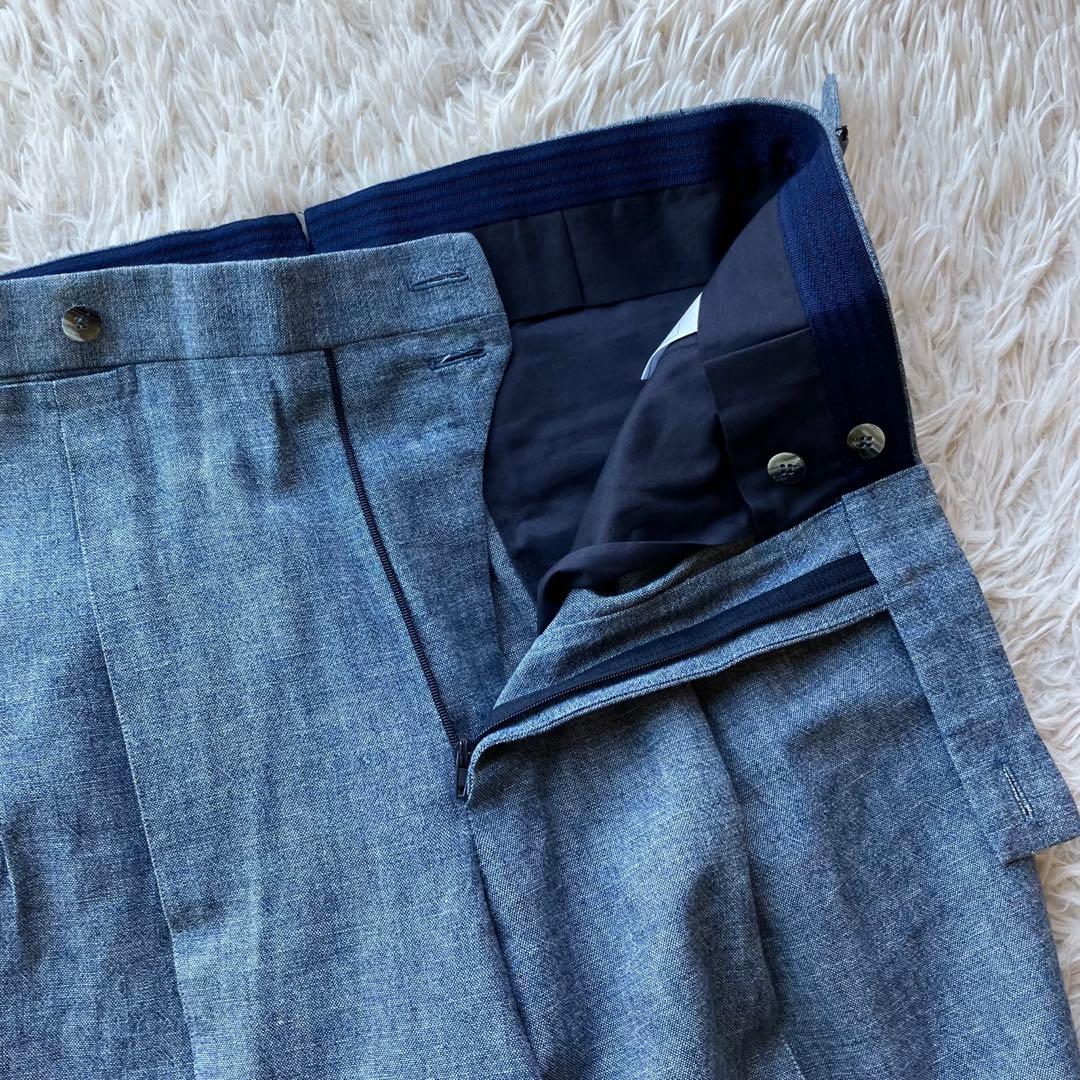 【美品 イタリア製 L】スティレラティーノ　スラックス　ブルー　コットン100%