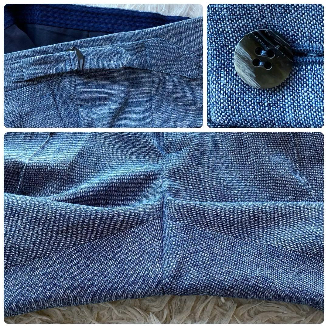 【美品 イタリア製 L】スティレラティーノ　スラックス　ブルー　コットン100%