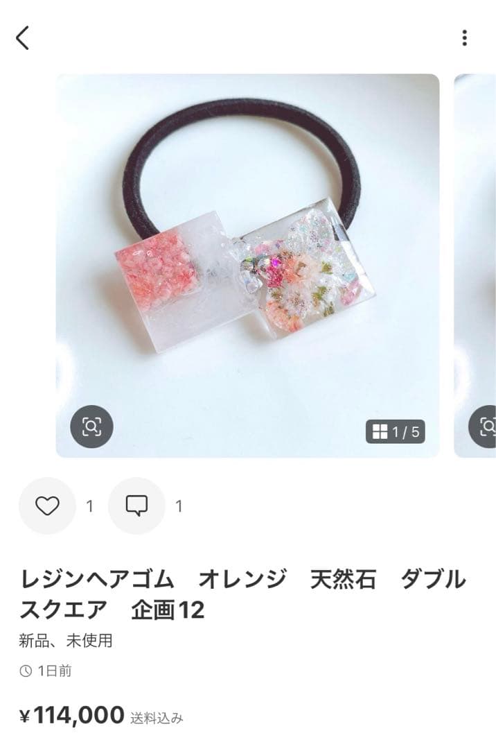 mejiroページ　レジンヘアゴム　5点 クリップ1点　バンスクリップ1点