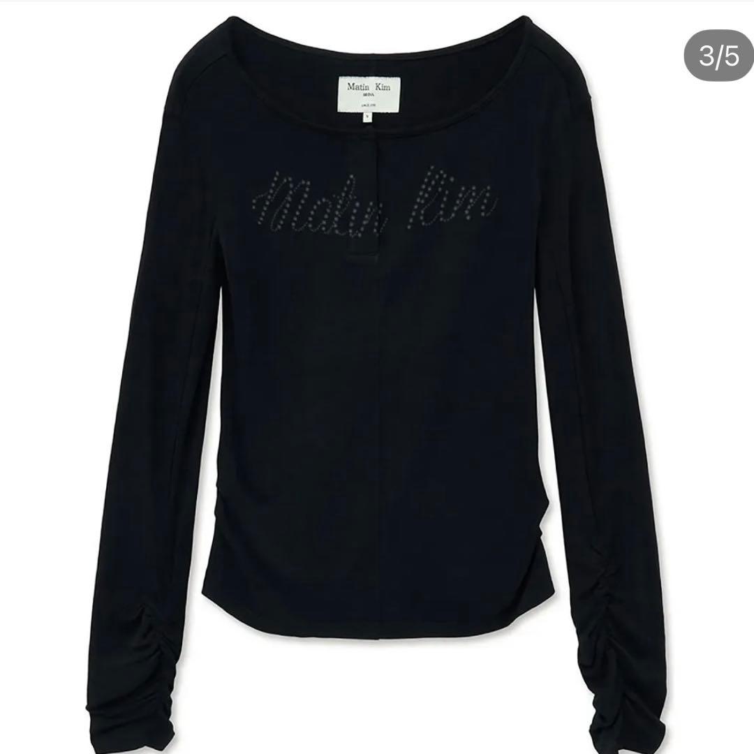 Matin Kim マーティンキム ヘンリーネック シャーリングトップス ロンT