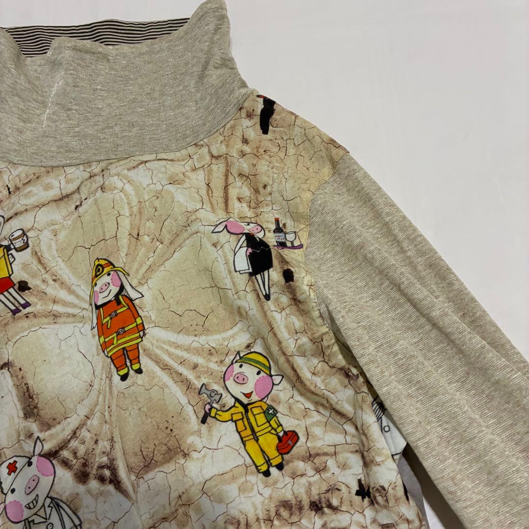 日本製　OLLEBOREBLA　切替チュニック　働くぶたさん　コットン　長袖