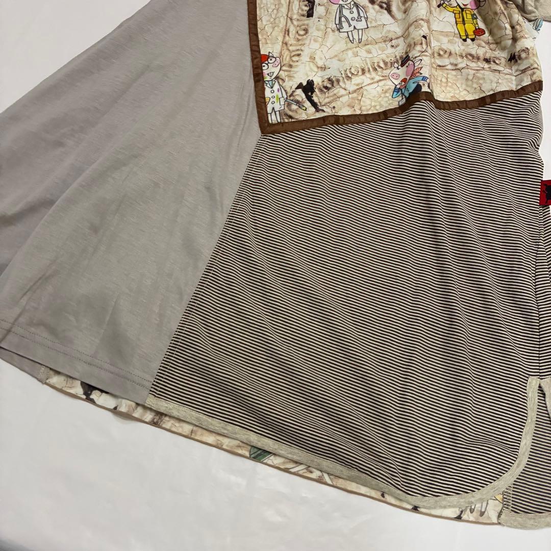 日本製　OLLEBOREBLA　切替チュニック　働くぶたさん　コットン　長袖