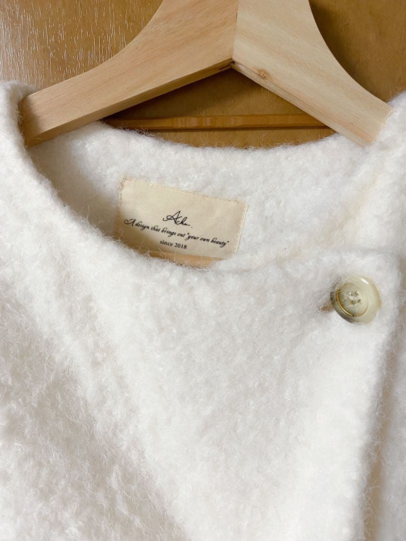 極美品　Acka ホワイト マフラーロングコート